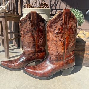 Women’s Handcrafted Corral Brown Leather Cowboy Boots